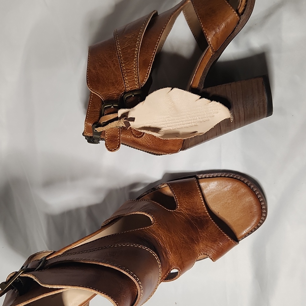 Bed Stu Ida F386012 Womens Brown Leather Hook & Loop Heeled Sandals Shoes -NWT - Picture 10 of 10